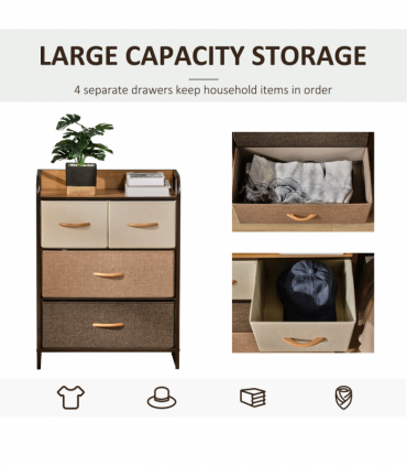 Fabric Chest of Drawers Multi-colored 78.5H x 58W x 29Dcm Solid Metal Frame