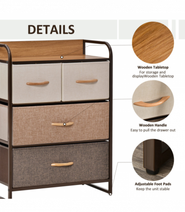 Fabric Chest of Drawers Multi-colored 78.5H x 58W x 29Dcm Solid Metal Frame