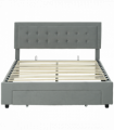 HOMCOM Double Bed Frame with Storage and Adjustable Velvet Headboard