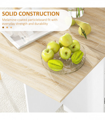 HOMCOM Foldable Dining Table, Drop Leaf Table with Storage for Kitchen, Oak