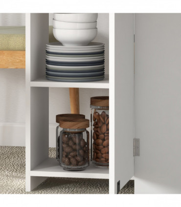 HOMCOM Foldable Dining Table, Drop Leaf Table with Storage for Kitchen, Oak