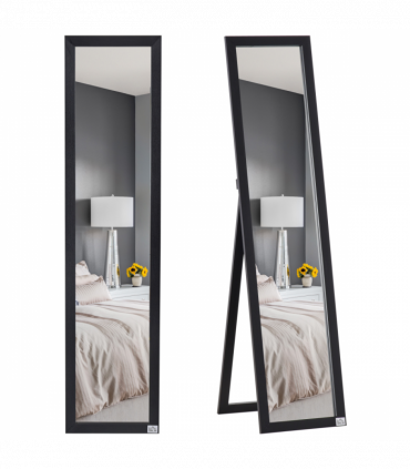 HOMCOM Full Length Mirror, Floor Standing or Wall-Mounted Long Mirror, Black