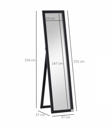 HOMCOM Full Length Mirror, Floor Standing or Wall-Mounted Long Mirror, Black