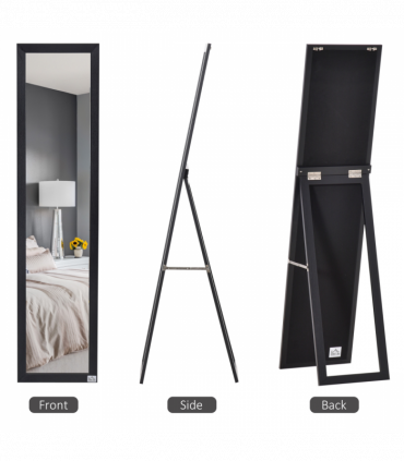 HOMCOM Full Length Mirror, Floor Standing or Wall-Mounted Long Mirror, Black
