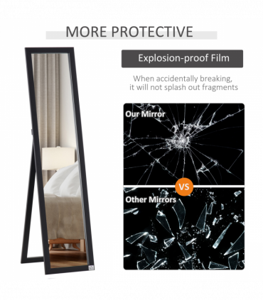 HOMCOM Full Length Mirror, Floor Standing or Wall-Mounted Long Mirror, Black