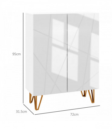 HOMCOM Shoe Storage Cabinet with Soft-Close Hinges and Adjust Shelves, White