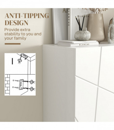 HOMCOM Shoe Storage Cabinet with Soft-Close Hinges and Adjust Shelves, White