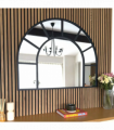 Mio - Black Metal Arched Window Mirror - 95cm x 120cm