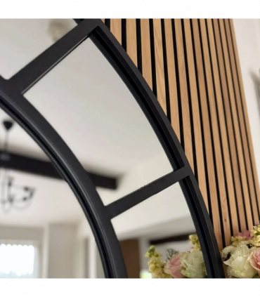 Mio - Black Metal Arched Window Mirror - 95cm x 120cm