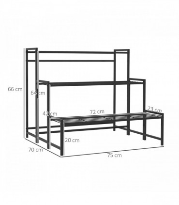 Outsunny 3-Tier Metal Plant Stand, Modern Ladder Shelf for Garden, Black