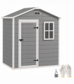 Outsunny 6 x 4ft Resin Garden Shed with Floor and Window, Grey