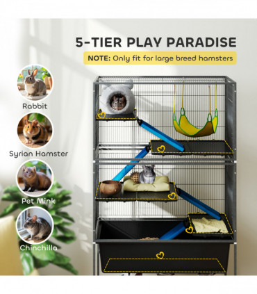 PawHut 5 Levels Rolling Small Animal Cage with Non Slip Cloth Covered Ramps