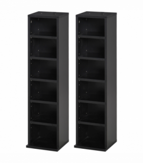 Set of 2 CD Media Display Shelf Unit Tower Rack Adjustable, Black