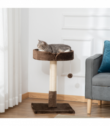 Small Cat Tree for Indoor Cats W/ Sisal Scratching Post Bed Cushion Toy Pawhut
