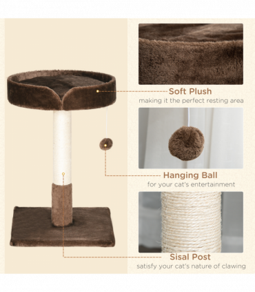 Small Cat Tree for Indoor Cats W/ Sisal Scratching Post Bed Cushion Toy Pawhut