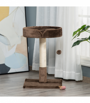 Small Cat Tree for Indoor Cats W/ Sisal Scratching Post Bed Cushion Toy Pawhut