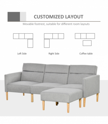 Upholstered Sofa bed Reversible Sectional Sofa Set Sleeper with Footstool