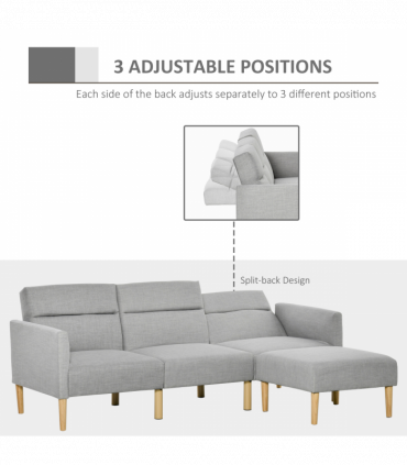 Upholstered Sofa bed Reversible Sectional Sofa Set Sleeper with Footstool