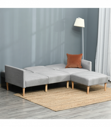 Upholstered Sofa bed Reversible Sectional Sofa Set Sleeper with Footstool