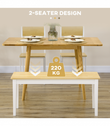 Wood Dining Bench Wooden Bench for 2 People, Natural Wood Effect