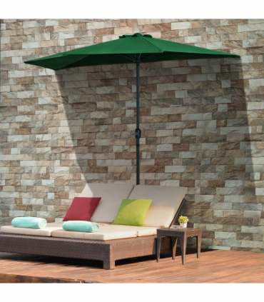 3m Half Parasol Umbrella Metal Frame Crank NO BASE INCLUDED, Green