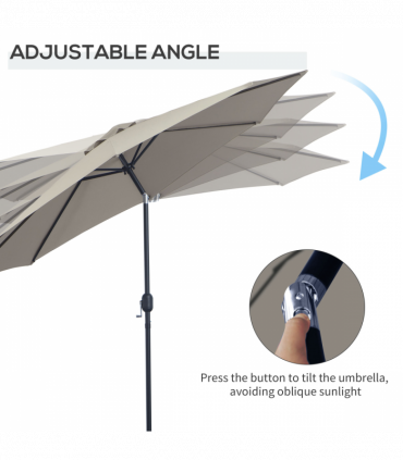3m Parasol Patio Umbrella,Tilt and CrankLight Grey