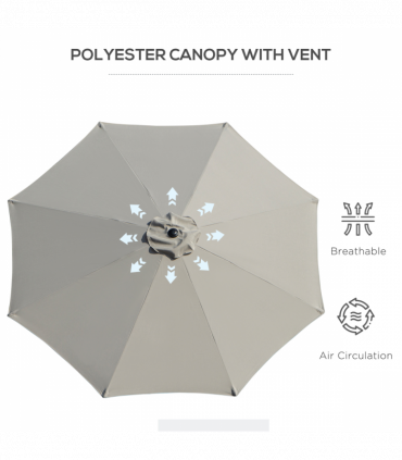 3m Parasol Patio Umbrella,Tilt and CrankLight Grey