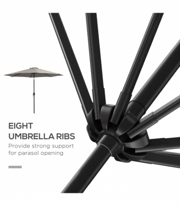 3m Parasol Patio Umbrella,Tilt and CrankLight Grey