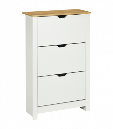 HOMCOM 18-Shoe Storage Cabinet 6 Shelves 3 Drawers Tabletop 4 Legs Modern White