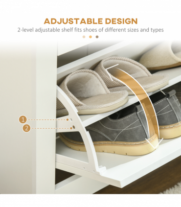 HOMCOM 18-Shoe Storage Cabinet 6 Shelves 3 Drawers Tabletop 4 Legs Modern White