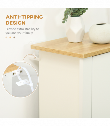 HOMCOM 18-Shoe Storage Cabinet 6 Shelves 3 Drawers Tabletop 4 Legs Modern White