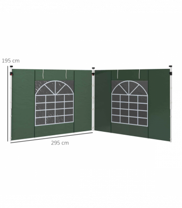 Outsunny 3x3(m) or 3x6m Pop Up Gazebo Side Panels Replacement, 2 Pack, Green