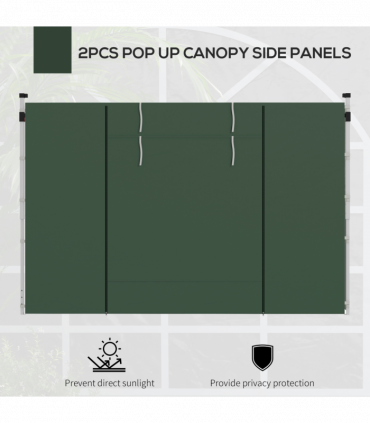 Outsunny 3x3(m) or 3x6m Pop Up Gazebo Side Panels Replacement, 2 Pack, Green