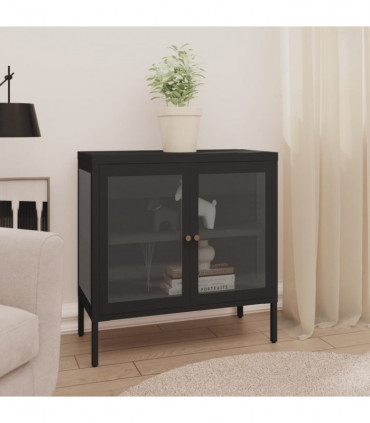 vidaXL Sideboard Black 70x35x70 cm Steel and Glass