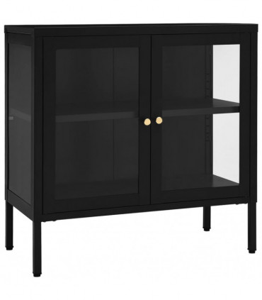 vidaXL Sideboard Black 70x35x70 cm Steel and Glass