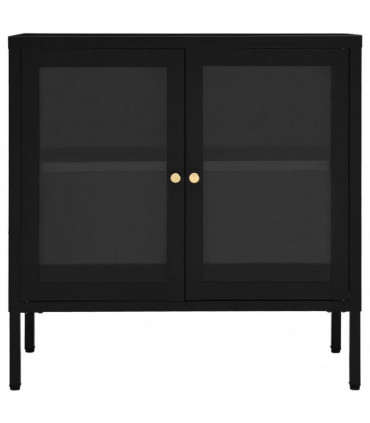 vidaXL Sideboard Black 70x35x70 cm Steel and Glass