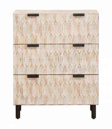 vidaXL Sideboard White Wash Finish 60 x 33.5 x 75 cm Solid Mango Wood