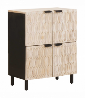 vidaXL Sideboard White Wash Finish 60 x 33.5 x 75 cm Solid Mango Wood