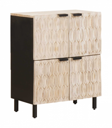 vidaXL Sideboard White Wash Finish 60 x 33.5 x 75 cm Solid Mango Wood