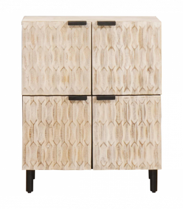 vidaXL Sideboard White Wash Finish 60 x 33.5 x 75 cm Solid Mango Wood