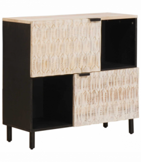 vidaXL Sideboard White Wash Finish 80 x 33.5 x 75 cm Solid Mango Wood