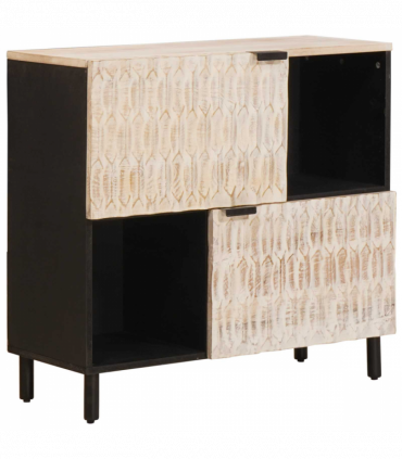 vidaXL Sideboard White Wash Finish 80 x 33.5 x 75 cm Solid Mango Wood