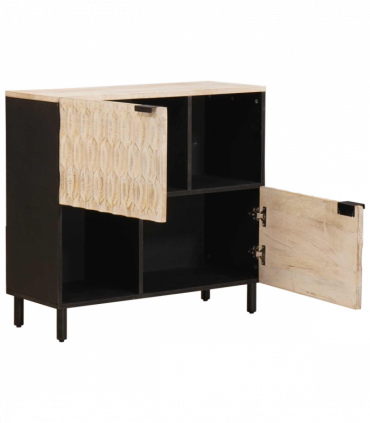 vidaXL Sideboard White Wash Finish 80 x 33.5 x 75 cm Solid Mango Wood