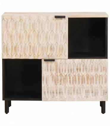 vidaXL Sideboard White Wash Finish 80 x 33.5 x 75 cm Solid Mango Wood