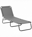 Reclining Lounge Chair with 5-Level Adjustable Backrest, Grey