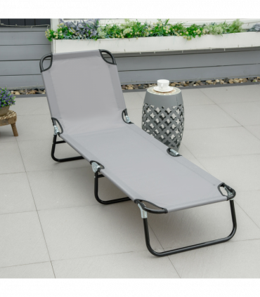 Reclining Lounge Chair with 5-Level Adjustable Backrest, Grey