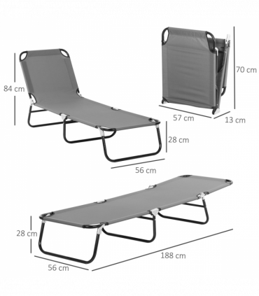 Reclining Lounge Chair with 5-Level Adjustable Backrest, Grey