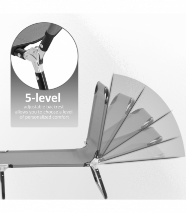 Reclining Lounge Chair with 5-Level Adjustable Backrest, Grey