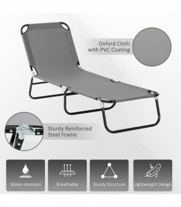 Reclining Lounge Chair with 5-Level Adjustable Backrest, Grey