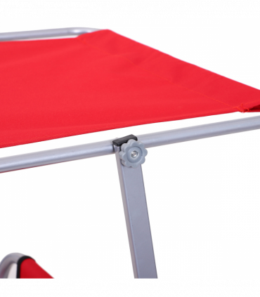 Outsunny Folding Chair Sun Lounger w/ Sunshade Garden Recliner Hammock Red